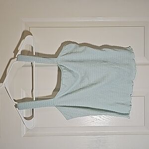 Paper Crane Smocked Sleeveless Wide Strap Pullover Tank Top Blue/Green Size L